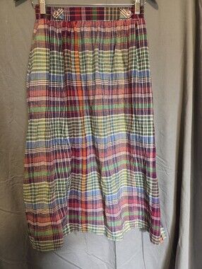 Vintage Multicolor Plaid Midi Skirt - Casual Women's Skirt